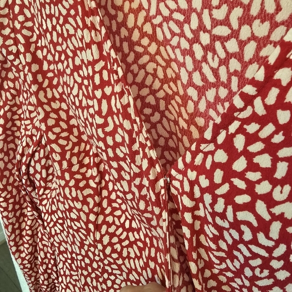 Talbots MP Red White Printed Wrap Blouse with Side Te - Picture 11 of 13